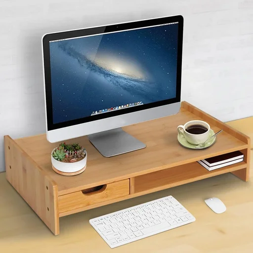 "Monitorständer mit Schublade natur image"