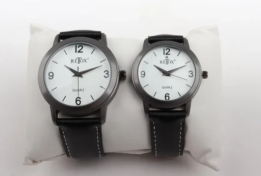 "Uhren Set für Sie und Ihn in Titanoptik und Echtleder-Armband image"