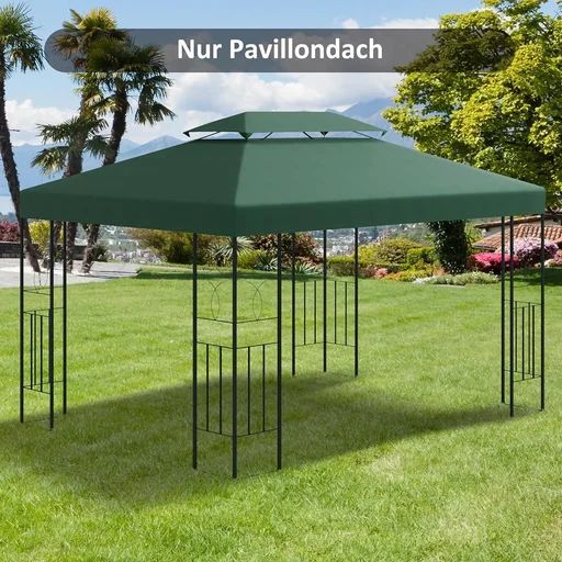 "Ersatzdach Pavillondach für Metallpavillon Gartenpavillon Partyzelt Gartenzelt Polyester 3x4m Dunkelgrün image"