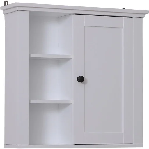 "Badschrank Küchenschrank Hängeschrank Wandschrank vestellbarer Einlegeboden 3 x Fach Holz Weiß 53 x 14,5 x 50,5 cm image"