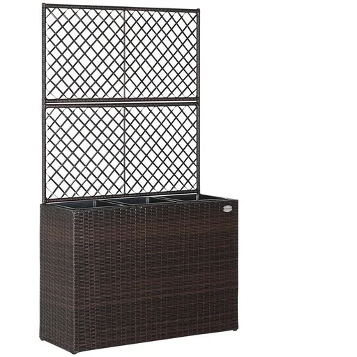 "Polyrattan Pflanzgefäß mit Spalier Braun image"