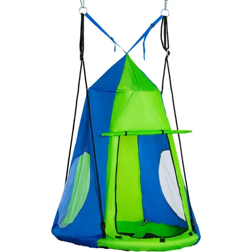 "Hängezelt - Schaukel - Ø100 cm - bis zu 200 kg - Grün/Blau image"