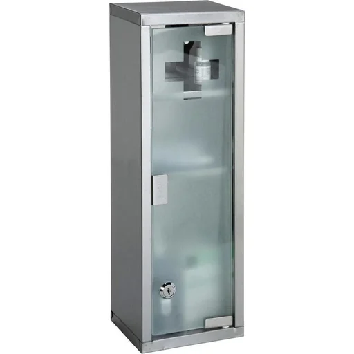 "Medizinschrank - Edelstahl halbtransparente Glastür - 15X12X45CM image"
