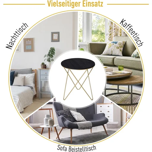 Beistelltisch mit schwarzer Holzplatte