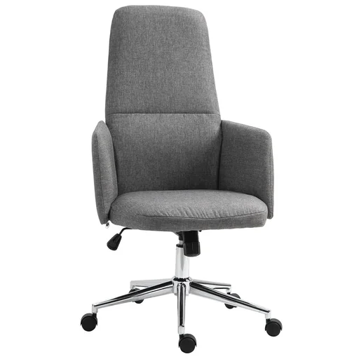 "Bürostuhl Ergonomischer Drehstuhl mit Wippenfunktion Armlehne höhenverstellbar Kunstleinen Metall Grau 61 x 67 x 112,5-1 image"
