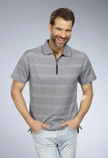 "Poloshirt gestreift, Farbe weiß/blau, Gr.L image"