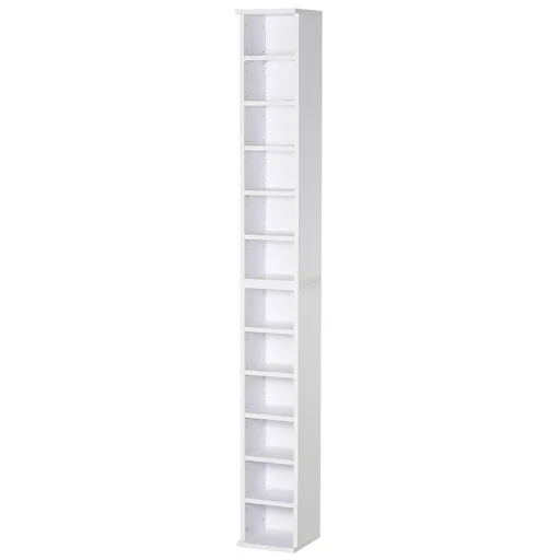 "CD-Ständer CD-Regal mit 6 Fächern Standregal Zweiteiliges Set mit zwei offenen Ablagefächern Spanplatten Weiß 21 x 22,5 image"