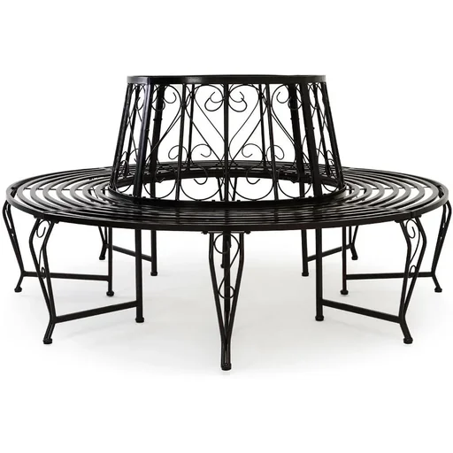 "Baumbank - Gartenbank - Schwarz - Metall - Ø160 cm image"