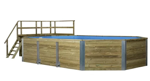 "Massivholzpool 594, 714 x 376 x 116 cm, Sparset inkl. Sandfilteranlage und Technikraum image"