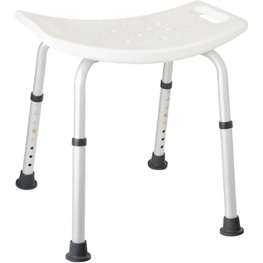 "Duschhocker, Badestuhl, höhenverstellbar 36-53 cm, rutschfeste Füße, weißes Aluminium, leichter Badesitz, Stuhl für Senioren und Rehabilitation, max 136 kg, stabil und bequem image"
