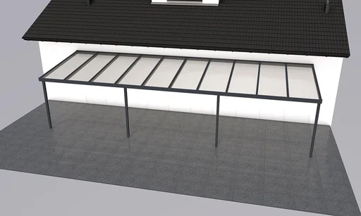 "Terrassendach Premium, anthrazit, 10140 x 3060 mm - Polycarbonat Stegplatten 16 mm, klar image"