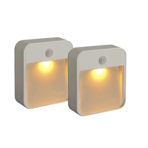 "LED Treppenlicht weiß mit Bewegungsmelder Amber MB720A 2er Pack IP44 20 Lumen image"