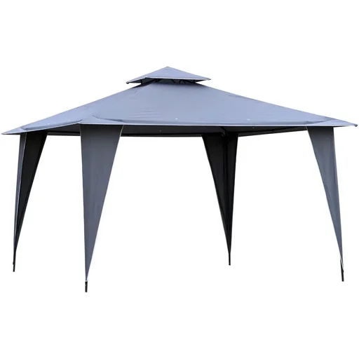 "Pavillon mit Doppeldach, Metallrahmen, grau, 3,5 x 3,5 x 2,7 m image"