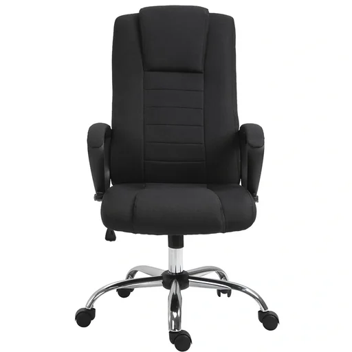 "Bürostuhl Computerstuhl mit Wippenfunktion Kopfstütze ergonomischer Schreibtischstuhl drehbar höhenverstellbar Leinen-To image"