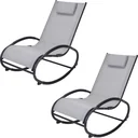 Schaukelstuhl/ Gartenstuhl - Mit Kissen - Grau/Schwarz - 62x114x92cm - 2 Stück