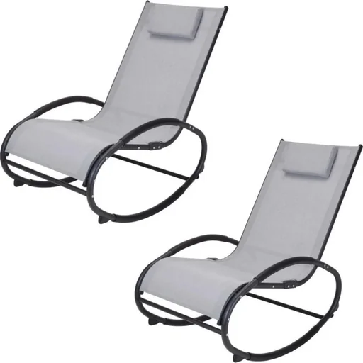 "Schaukelstuhl/ Gartenstuhl - Mit Kissen - Grau/Schwarz - 62x114x92cm - 2 Stück image"
