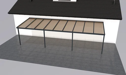 "Terrassendach Premium, anthrazit, 9135 x 3060 mm - Acryl Stegplatten 16mm, bronze image"