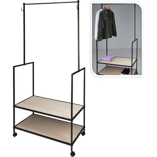 "Relaxwonen Industrieller Kleiderständer - 84 x 42,5 x 176 cm - Metall/Holz image"