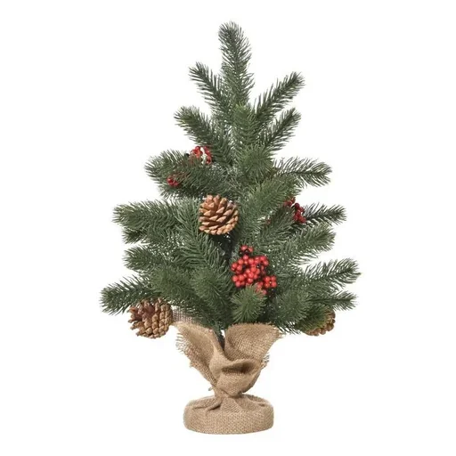 "Weihnachtsbaum 50 cm Christbaum mit 4 roten Beeren und 4 Tannenzapfen image"