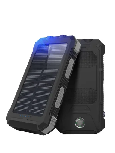 "Solar Powerbank mit Taschenlampe und LED Kapazitäts Indikator image"