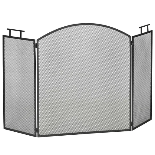 "Kaminschutzgitter Funkenschutzgitter mit Netz Eisengitter Kaminschirm zusammengefaltet dreiteilige Design Metall Schwarz image"