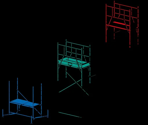 "MONTO ClimTec Grundgerüst und 1. Aufstockung, Arbeitshöhe 5 m und 4 Fahrrollen 150 mm image"