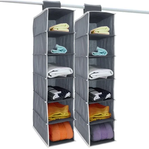 "2x Kleiderbügel mit 6 Fächern in Anthrazit/Weiß image"