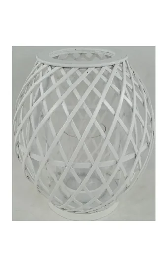 "Laterne Holz aus Bambus rund mit Glaseinsatz image"