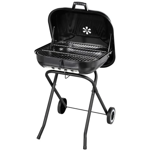 "Holzkohlegrill mit Rädern, Grillwagen, Metall, schwarz image"