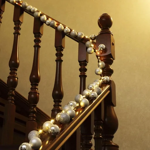 "Christbaumbeleuchtung / Festbeleuchtung / Weihnachtsbeleuchtung - mit Weihnachtskugeln - 40 LED - 2 m - Silber image"