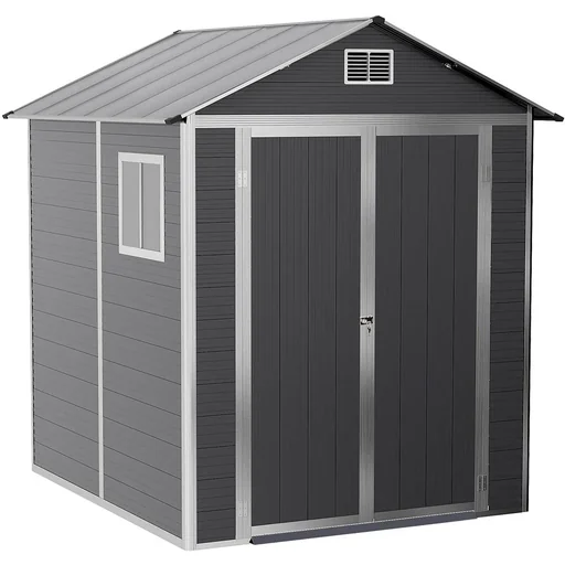 "Gartenhaus mit Fenster und Schloss - Grau 186 x 183,5 x 218 cm image"