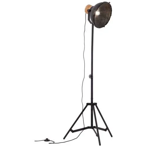 "Stehleuchte Emma bundesweit mat Holzschwarz Holzbrun 60W Ø 25 cm image"
