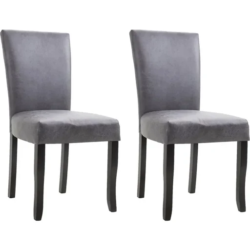 "Esszimmerstühle 2 Stück Kunstleder grau image"