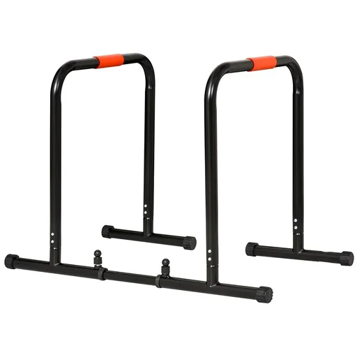 "Dip Barren Fitness Parallettes Push Up Dip Station Einstellbar Fitness multifunktional Stahl Schwarz 89-99 x 62 x 72 cm image"