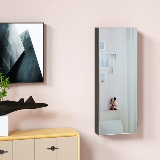 "Schmuckschrank schwarz 31,5x9x110cm hängend image"
