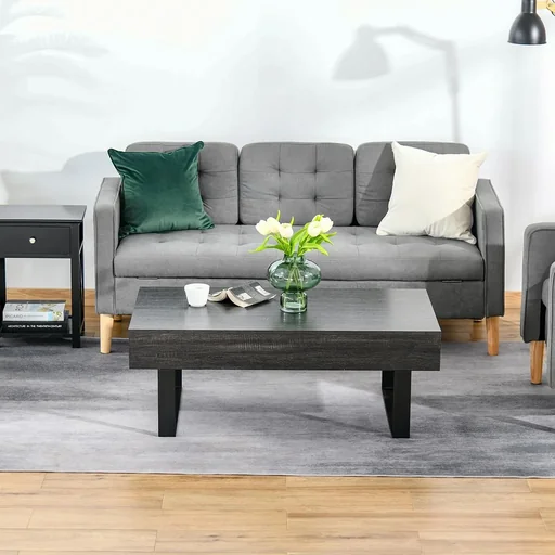 "Couchtisch Beistelltisch Sofatisch Fernsehtisch Kaffeetisch Wohnzimmertisch mit Schublade Regale stabiles Stahlgestell e image"