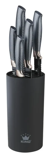 "Messer-Set mit Messerblock, in Carbon-Optik, Schwarz/ Roségoldfarben, 6-teilig image"