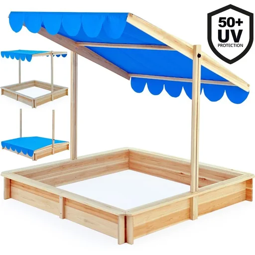 "Sandkasten mit höhenverstellbarem und kippbarem Dach 140 x 140cm image"