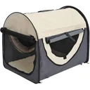 Hundetransportbox, faltbar, Größe M - 61x46x51 cm, dunkelgrau-creme
