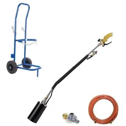 Toolland Gas Unkrautbrenner mit Piezo-Zündung - Komplettes Set mit Gasflaschenwa