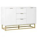 Sideboard Kommode moderner Beistellschrank mit Schränke und Schubladen Goldsockel viel Stauraum Weiß MDF Stahl 120 x 40