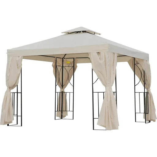 "Gartenpavillon Pavillon ca. 3 x 3 m Doppeldach Partyzelt Festzelt 4 x Doppel-Seitenteile wasserdicht UV-Schutz Metall Po image"