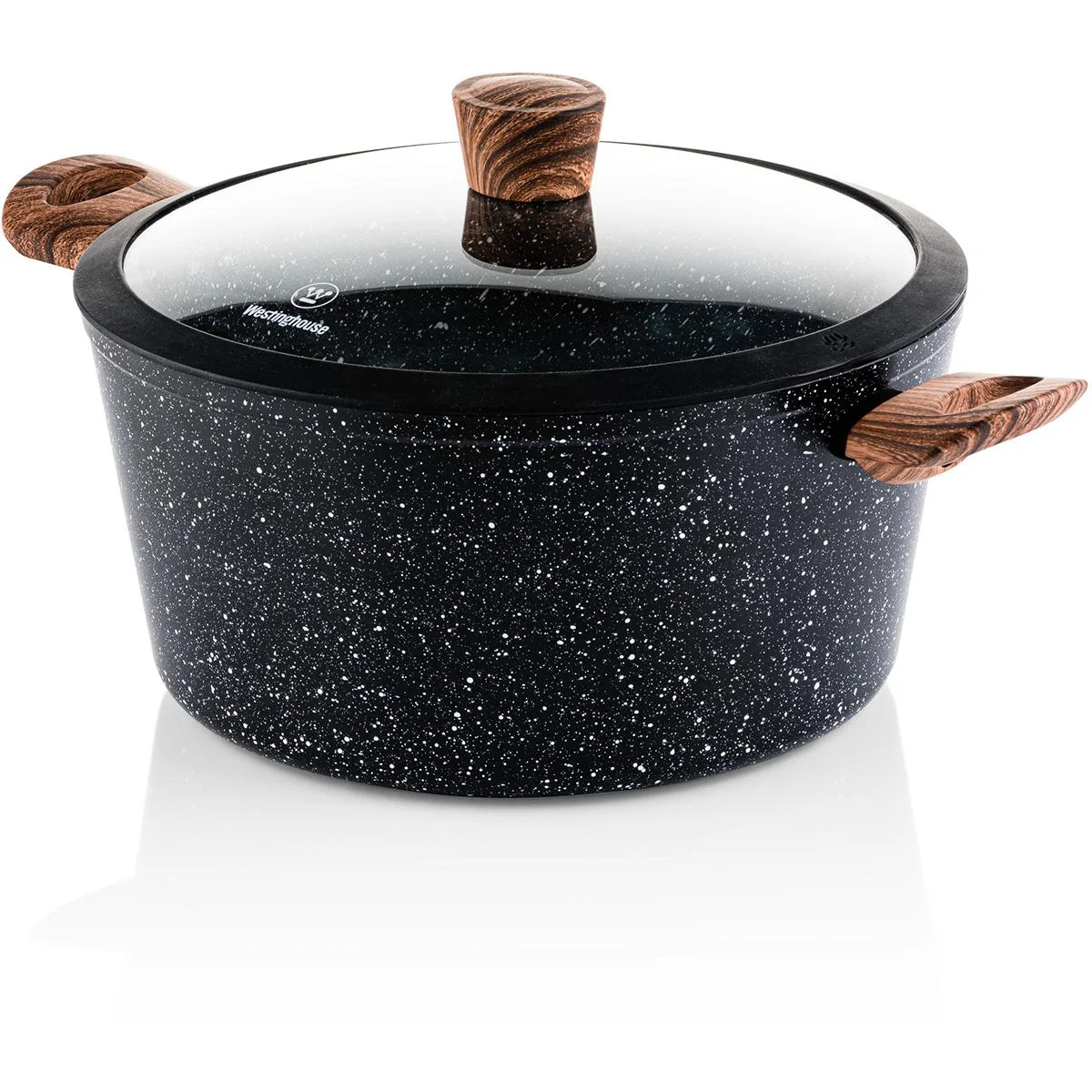 Kochtopf 28 cm Schwarz Marmor Holz