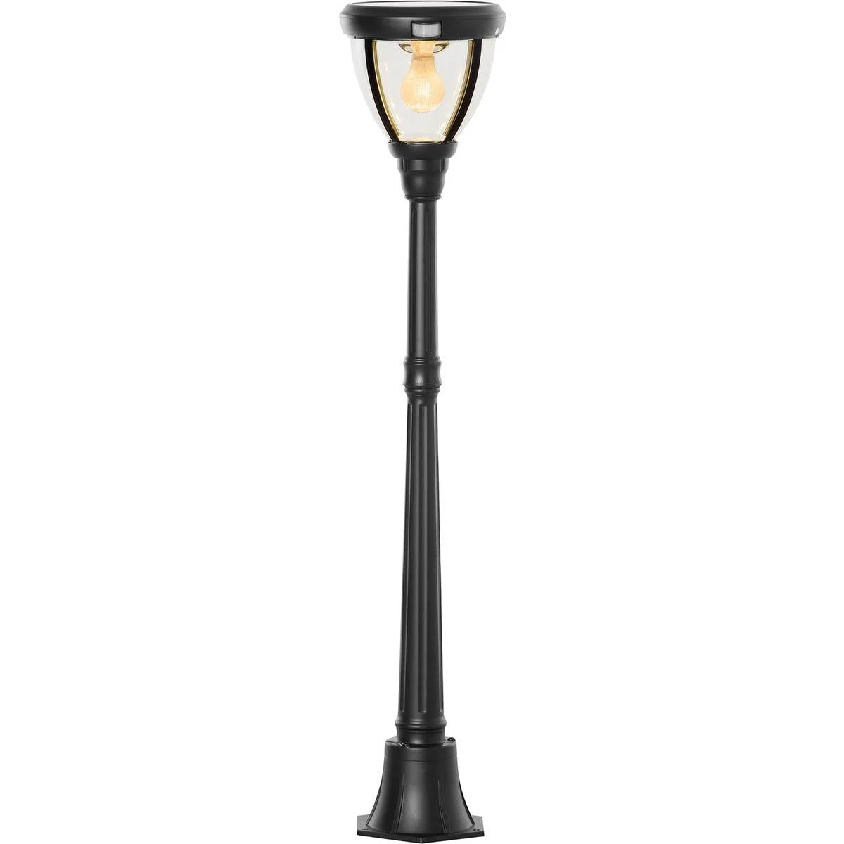 Solar Garten Laterne Gartenlampe Wegleuchte mit 31 LED 150 Lumen 3000K Aluminium gehärtetes Glas Schwarz 26 x 26 x 130 c