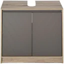Waschbeckenunterschrank Badschrank Badmöbel mit 2 Türen Unterschrank MDF Grau+Eiche 60 x 30 x 59,8 cm