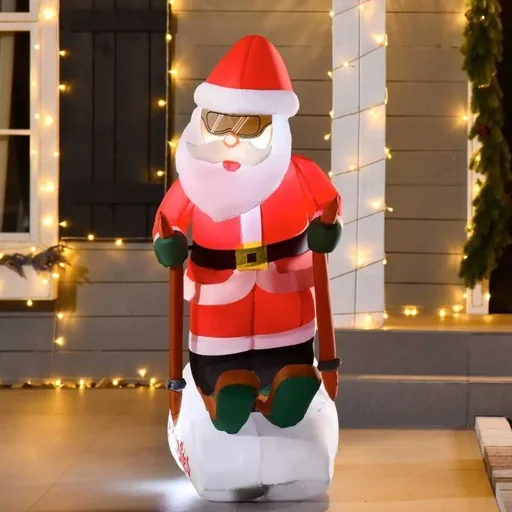 "Aufblasbarer Weihnachtsmann auf Schlitten 1,2 m Weihnachtsdekoration image"