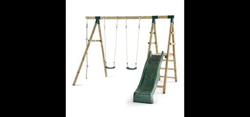 "Holz Schaukelset Giant Baboon, Outdoor-Schaukelset für Kinder, Doppelschaukel, Kletterseil, Rutsche, natur image"