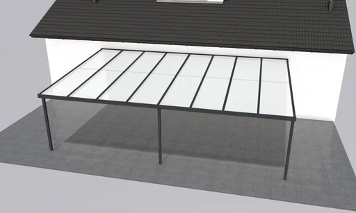 "Terrassendach Premium, anthrazit, 8125 x 5060 mm - Polycarbonat Stegplatten 16 mm, opal image"