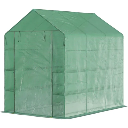 "Foliengewächshaus Gewächshaus Treibhaus mit Blumenregal Frühbeet Tomatenhaus Pflanzenhaus für Garten, aus Stahlrohl und image"