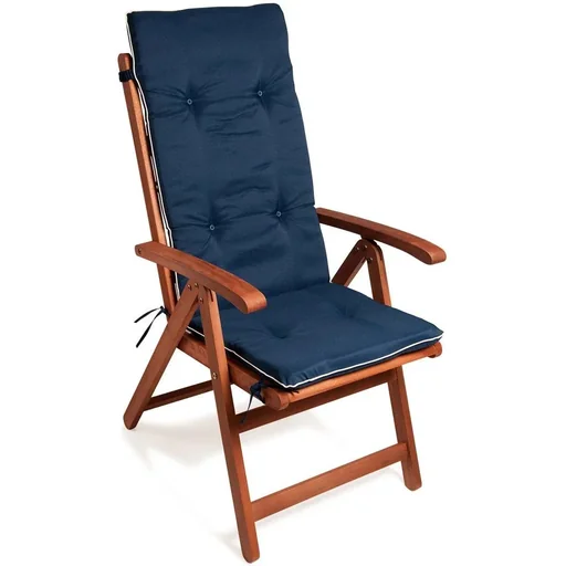 "6x Sitzkissen Vanamo Blau mit cremefarbenem Einband - 120 x 45 x 5cm image"
